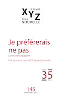 Revue XYZ de la nouvelle, no 145